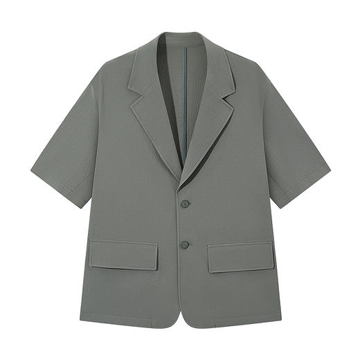 【谢震业同款】柒牌短袖西装外套男春夏新款宽松肌理泡泡纱休闲西服128C70190 商品图6