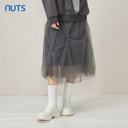 NUTS灰色设计感小众百搭气质显瘦中长款半身裙女343061121 商品图0