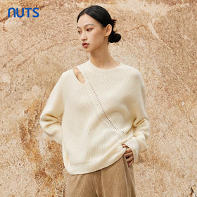 NUTS秋冬款简约薄款镂空设计感气质宽松百搭针织衫女344052267