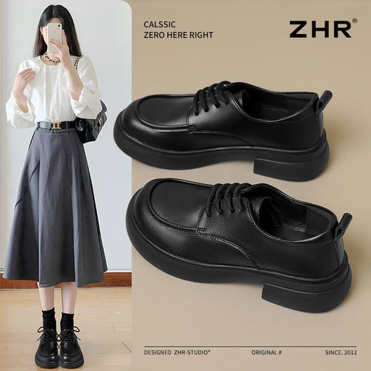 ZHR单鞋女2025新款舒适时尚ins小皮鞋高级英伦单鞋网红百搭乐福鞋 商品图0