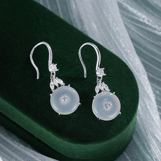 子佩集S925银【清风扶叶】耳环【EL040152】纯银白玉髓时尚2412 商品图3