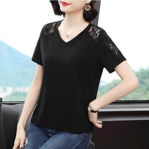 丁摩 95棉短袖T恤女夏装新款洋气大码上衣遮肚宽松打底衫女ZF020 商品图2