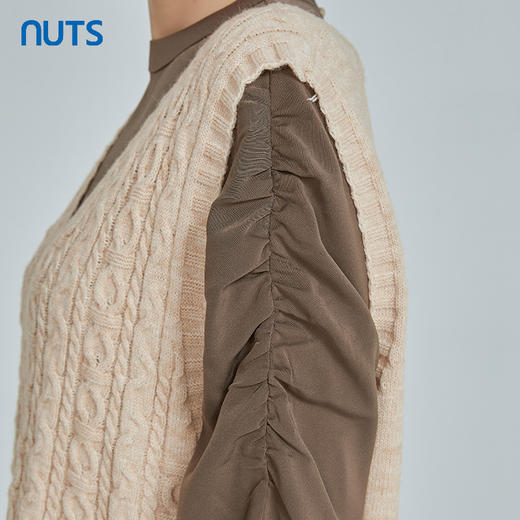 NUTS秋冬款复古气质宽松设计感森女系长袖连衣裙两件套241103039B 商品图4