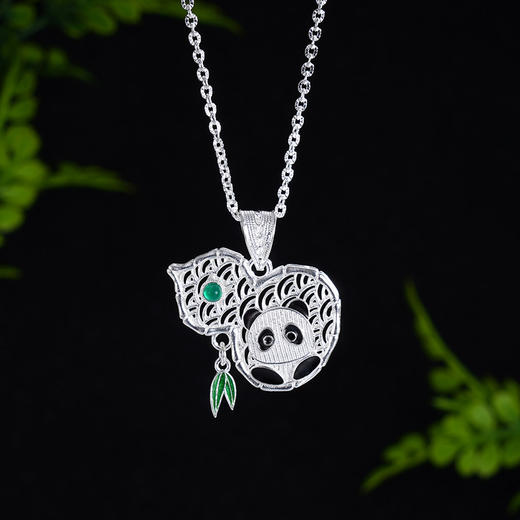 子佩集S990银【福禄熊宝】套链【DSTL003】纯银大师工坊原创作品熊猫葫芦花丝项链珐琅彩项链2412 商品图6