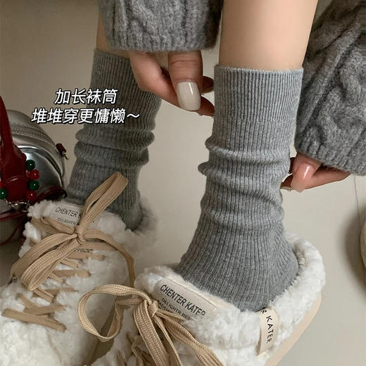 「7双装！无骨抗起球袜」袜子女春秋冬白色棉纱线中筒袜 产后月子袜无骨堆堆袜配小皮鞋长袜配饰 商品图3