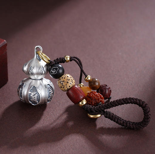 子佩集S999银【真言福禄】钥匙扣【DZ957】纯银仿古葫芦可打开小摆件2412 商品图5