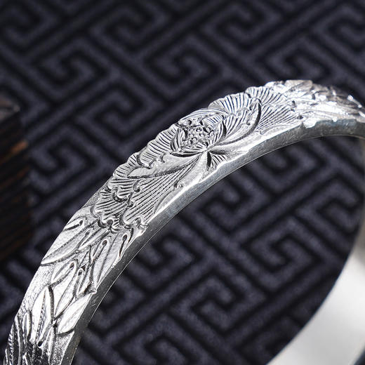 子佩集S999银【国色芳华】手工银手镯原创设计【55100038】纯银2412 商品图2