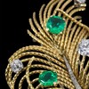 独角鹿西洋古董 1960年代欧洲出品羽毛造型18K黄金镶嵌哥伦比亚祖母绿及钻石胸针 商品缩略图1