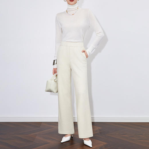 【高货wl】全新升级【铂金会员238/天猫339/差价101】(12856) 洛诗琳百搭时髦休闲运动修身松紧腰设计微喇磨毛裤女冬新款 商品图2