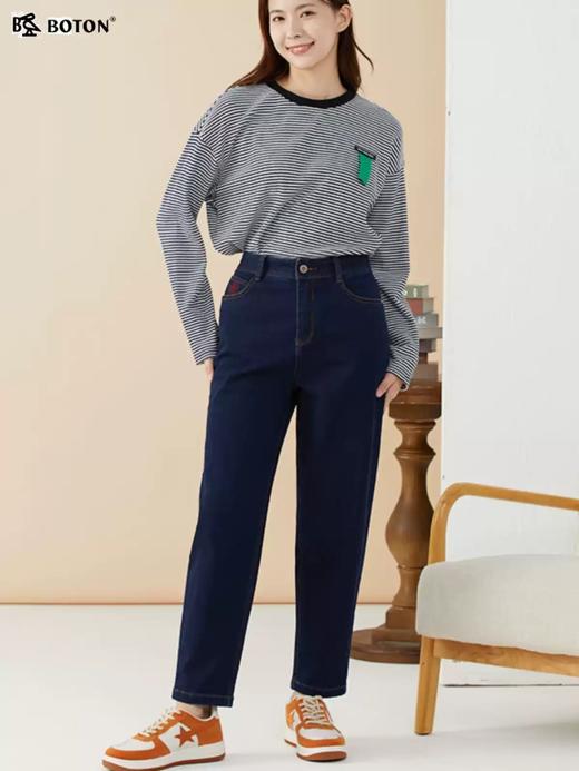 波顿女士秋冬高端高腰显瘦萝卜型牛仔裤LE273322 商品图3