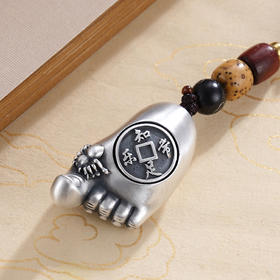 子佩集S999银【心满意足】钥匙扣【YSY004】纯银仿古知足可转动小摆件2412