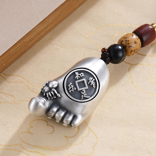 子佩集S999银【心满意足】钥匙扣【YSY004】纯银仿古知足可转动小摆件2412 商品图2