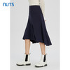 NUTS秋冬款复古气质深蓝色百搭高腰显瘦不规则长裙女241063302B 商品缩略图1