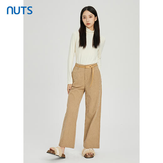 NUTS秋冬款卡其色气质百搭时尚高腰显瘦直筒休闲长裤女241073144 商品图2