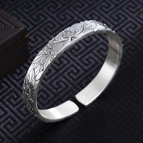 子佩集S999银【国色芳华】手工银手镯原创设计【55100038】纯银2412