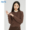 NUTS棕色气质百搭通勤圆领镂空短款针织外套女241053176 商品缩略图0