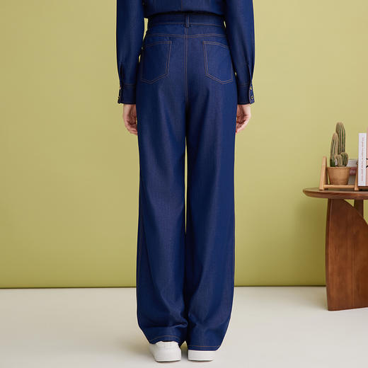 EITIE爱特爱垂坠柔软直筒显瘦高腰通勤百搭牛仔阔腿裤2025春新款A2505509 商品图4