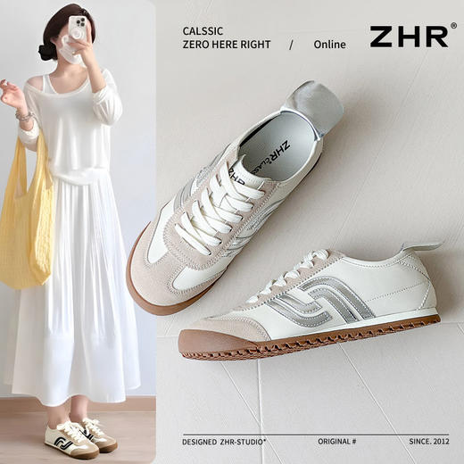 ZHR则则复古平底德训鞋女春季新款软底舒适板鞋平稳百搭低帮鞋女 商品图0