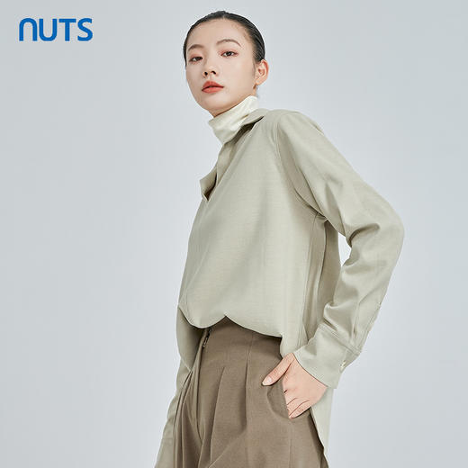 NUTS新品半开襟一片领休闲时尚长袖衬衫女241013072B 商品图2
