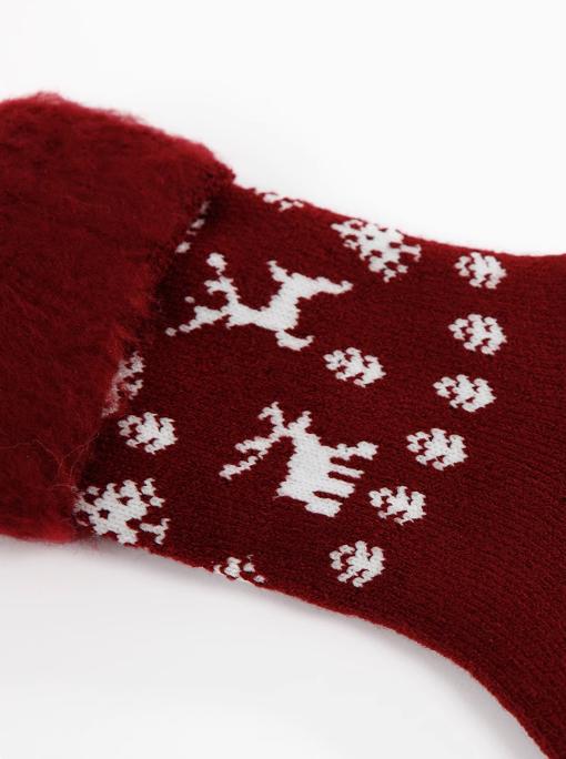 ATSUGI/厚木秋冬保暖里起毛加厚居家袜翻边小鹿图案短袜RGA3573 商品图3