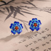 子佩集S925银【繁花妙影】耳钉【ES00618】纯银蓝花珐琅彩2412 商品缩略图1