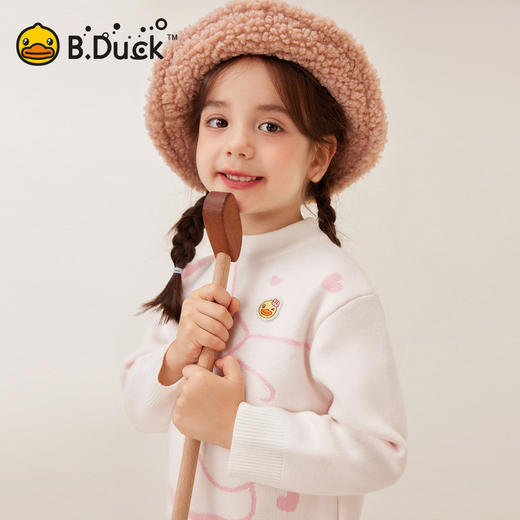 bduck小黄鸭童装冬季女童毛衣针织衫蝴蝶结提花105-150 BF5512916 商品图1
