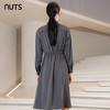 NUTS春秋款灰色高级感百搭气质通勤高腰显瘦长袖连衣裙241103007B 商品缩略图4