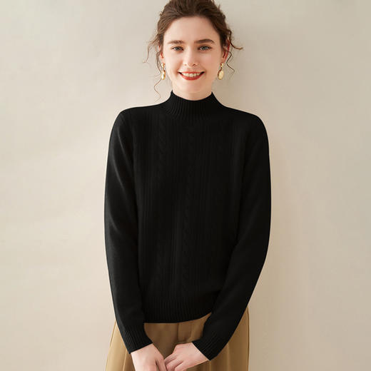 【自】全新升级【铂金会员588/天猫799/差价211】(33830) 洛诗琳双股加厚山羊绒衫保暖正肩小麻花长袖套头半高领简约针织打底衫 商品图6