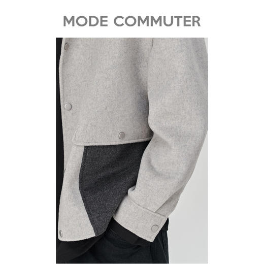 MC |MODE COMMUTER冬季翻领撞色隐藏式插袋短大衣外套男MCD106009J 商品图3