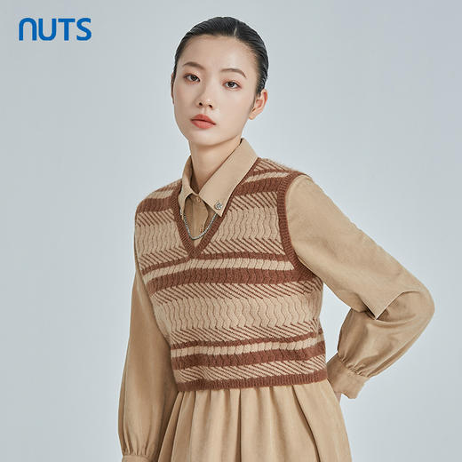 NUTS复古气质通勤百搭针织衬衫长袖连衣裙两件套241103141B 商品图2