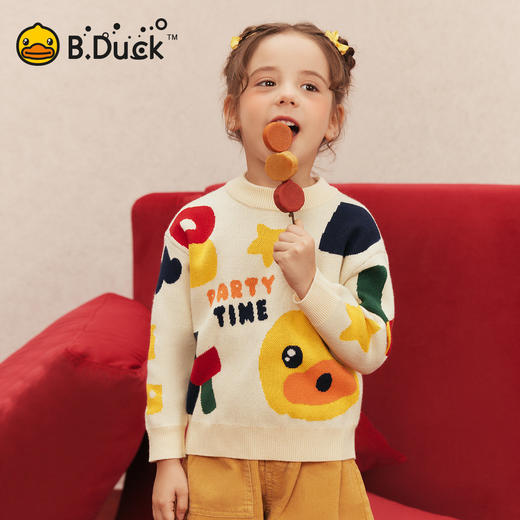 bduck小黄鸭童装冬季男女童毛衣针织衫拜年服90-130 BF5512057 商品图1