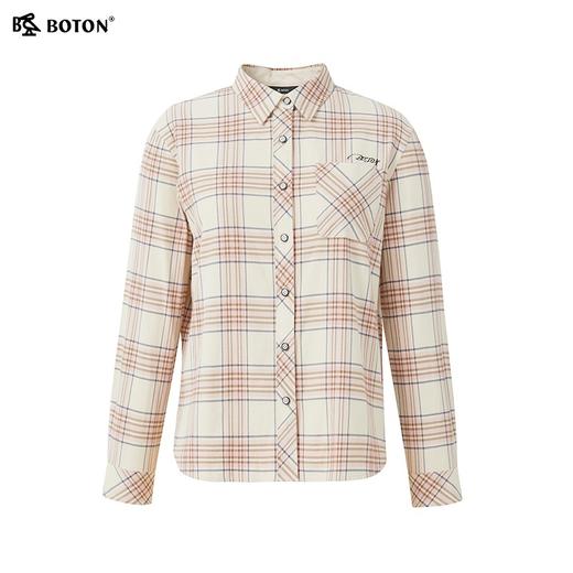 【防静电】波顿女士春秋长袖宽松粉白色格子衬衫LS975123 商品图3