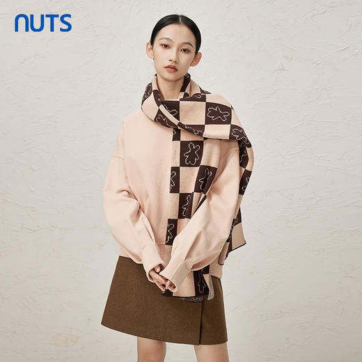 NUTS秋冬款简约气质百搭圆领粉色宽松显瘦落肩卫衣女344021023 商品图1