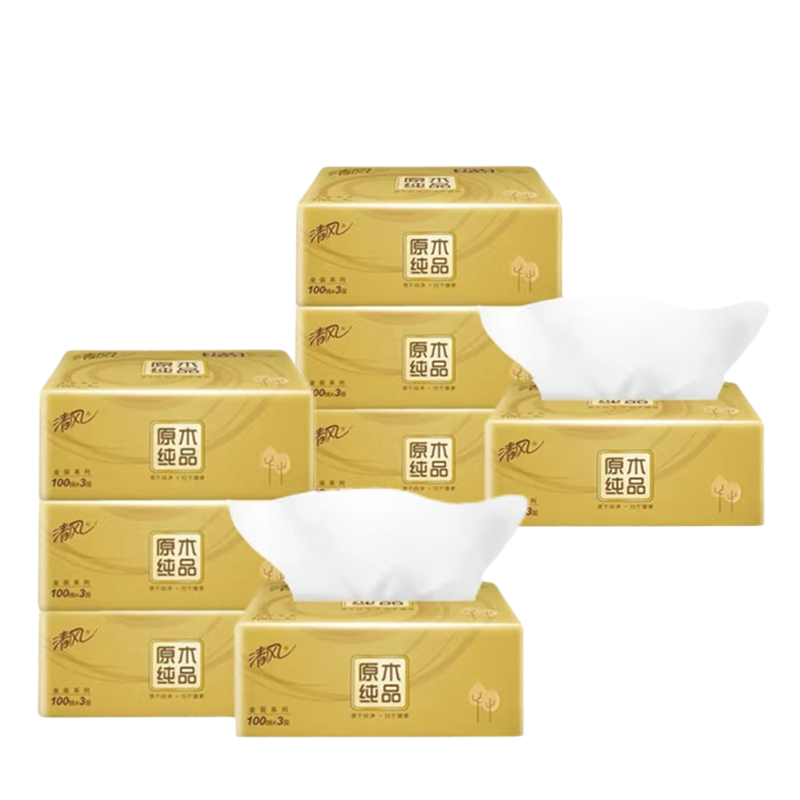 清风金装3层100抽抽取式面巾4包*2提（积分商城兑换专用）