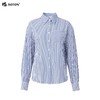 【高支长绒棉】波顿女士春秋宽松蓝白条纹长袖衬衫LS972123 商品缩略图4