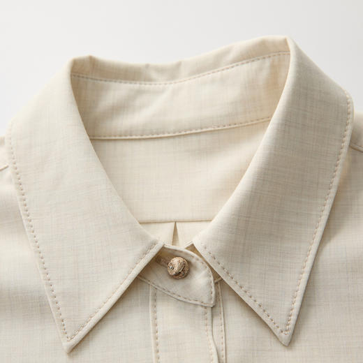 谜底简约衬衫长袖女2025春新品通勤风宽松设计感衬衣女251MC0025 商品图3