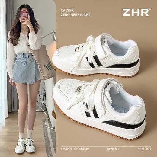 ZHR则则厚底增高板鞋女耐磨软底小白鞋春秋新款ins百搭运动休闲鞋 商品图1