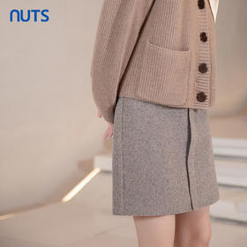 NUTS秋冬款复古气质百搭纯色直筒包臀西装短款半身裙女241061032B