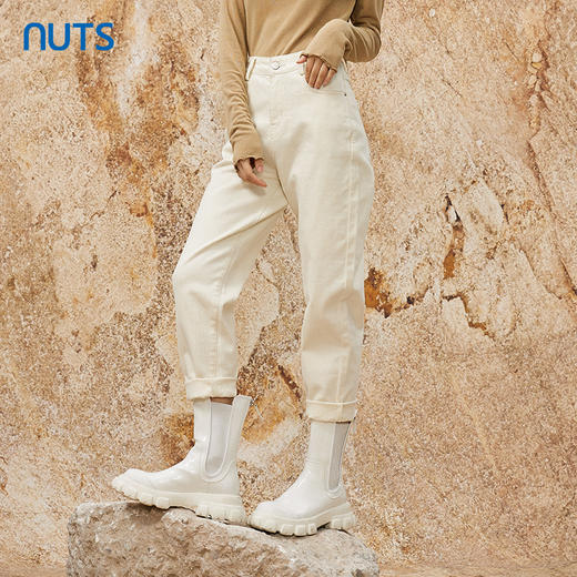 NUTS秋冬款气质百搭休闲高腰显瘦直筒水洗牛仔长裤女342112083 商品图1