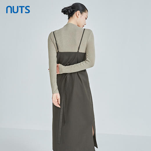 NUTS复古气质百搭设计感简约吊带长袖连衣裙两件套女241103164B 商品图2