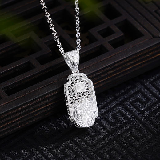 子佩集S990银【山河湘貌】小号套链【DSTL001】纯银大师工坊原创作品山水花丝项链2412 商品图3