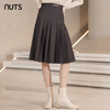 NUTS秋冬款高腰设计感气质A字遮肉显瘦百褶中长裙女241063060B 商品缩略图0
