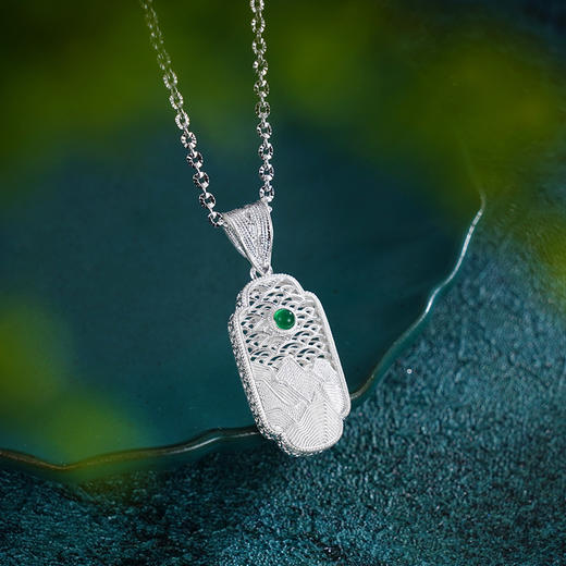 子佩集S990银【山河湘貌】小号套链【DSTL001】纯银大师工坊原创作品山水花丝项链2412 商品图1