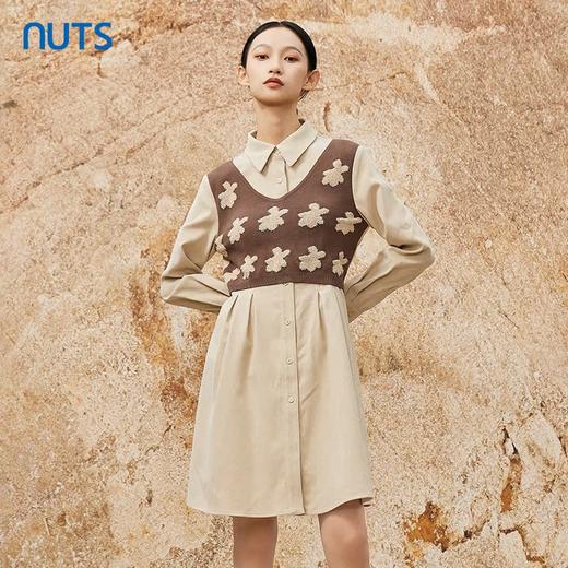 NUTS设计感气质百搭小众假两件修身衬衫长袖连衣裙女344101230 商品图3