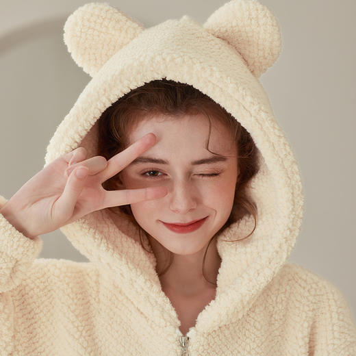 芬腾珊瑚绒睡衣女秋冬季保暖加厚加绒法兰绒甜美可外穿家居服套装 商品图2
