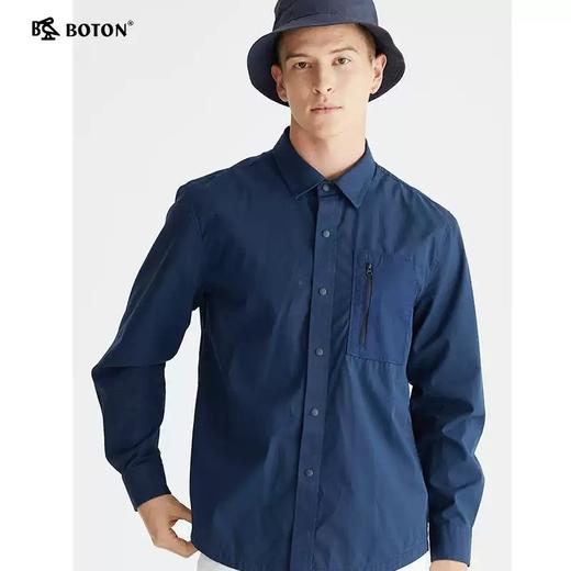 波顿男士春季休闲翻领纯色外套型衬衣长袖衬衫MSJ878122 商品图1