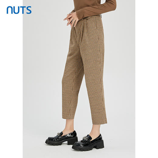 NUTS春秋款气质百搭高腰直筒显瘦格子休闲西装长裤女241073194B 商品图2