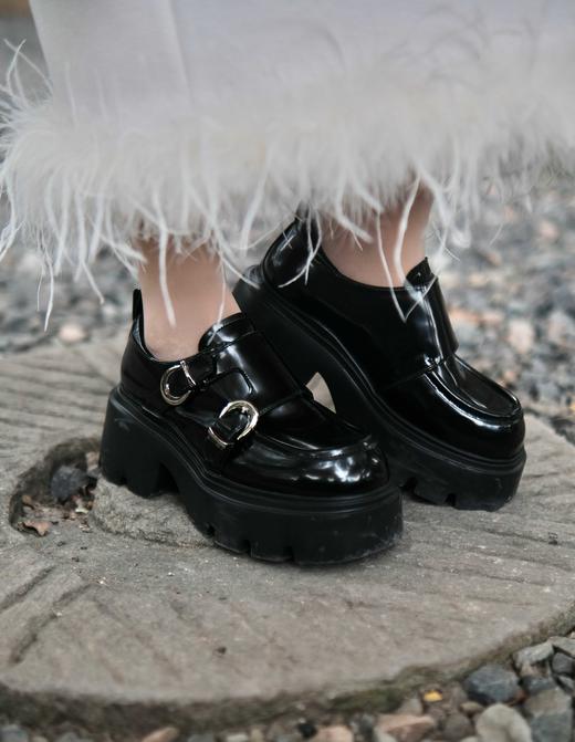 时尚穿搭利器~7.5cm增高时髦松糕乐福鞋！橡胶发泡大底上脚防滑超轻盈！加绒不加绒双版本可选！类平底走感轻松增高 开边珠胎牛皮质感chao绝！四季款美鞋！ 商品图12