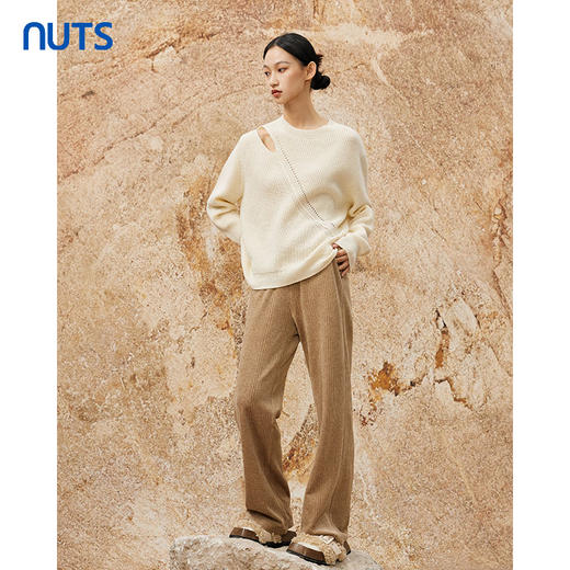 NUTS秋冬款简约薄款镂空设计感气质宽松百搭针织衫女344052267 商品图1