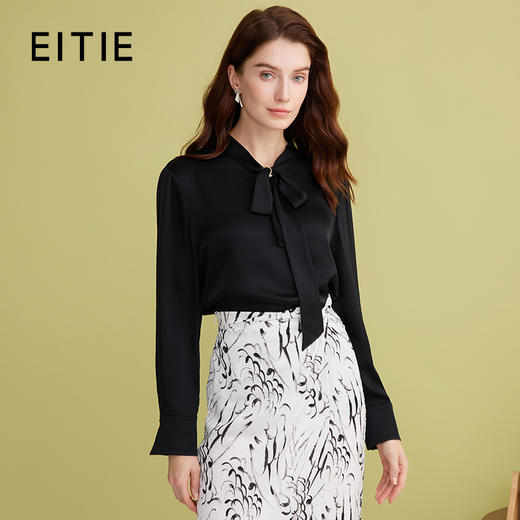 EITIE爱特爱春季新款温柔百搭显瘦飘带上衣7713402 商品图1